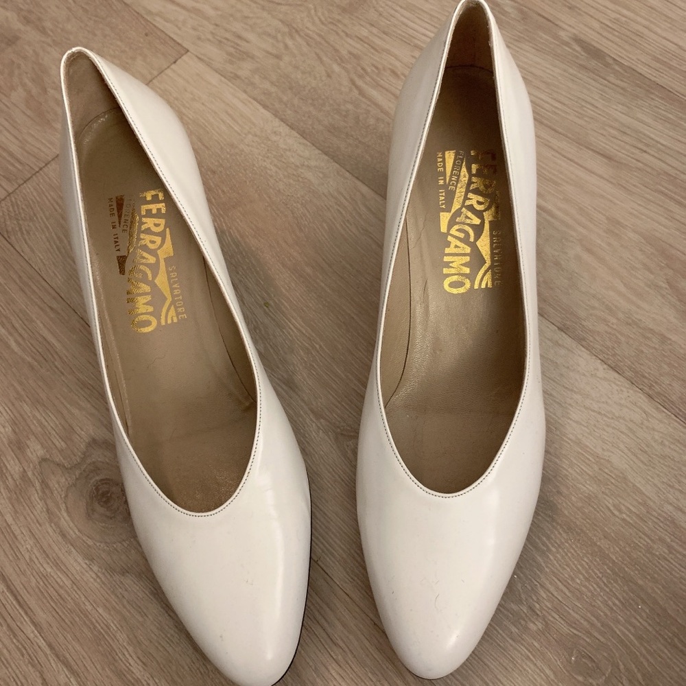 Ferragamo white shoes